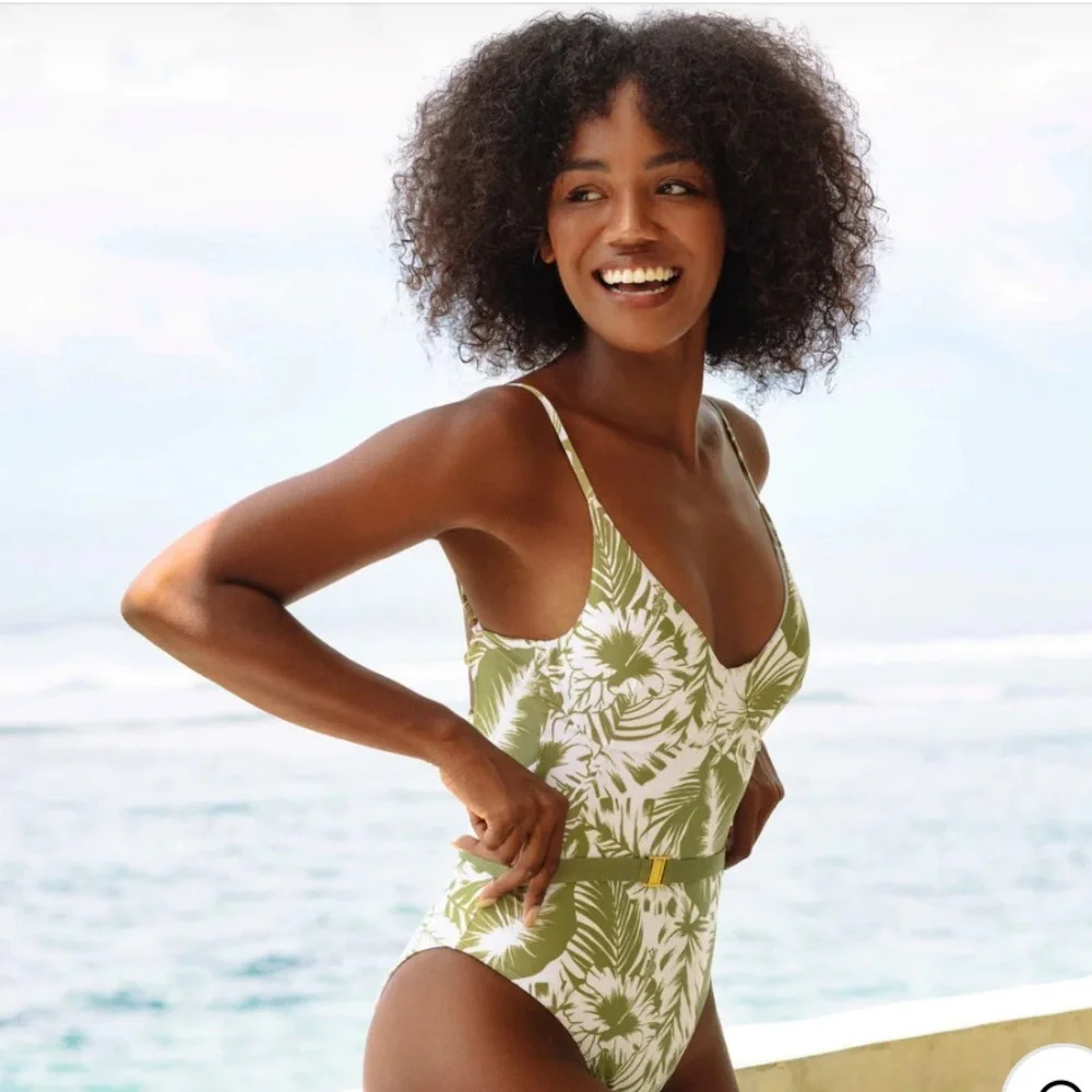 Kenny Flowers Green and White One Piece Swimsuit